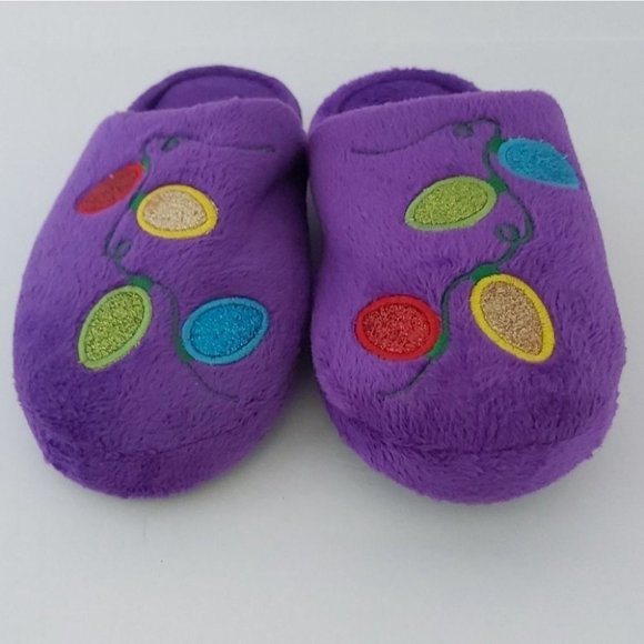 AVON | Women's Slip On Slippers Christmas String Lights Purple Small Siz… - Picture 5 of 8